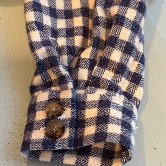 Sézane Sadie Long Sleeve Plaid Flannel Navy White Check Front Button Dress 8 - Picture 8 of 9